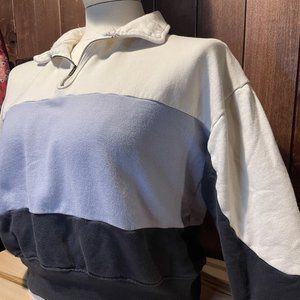 CROPPED COLOR BLOCK QUARTER ZIP